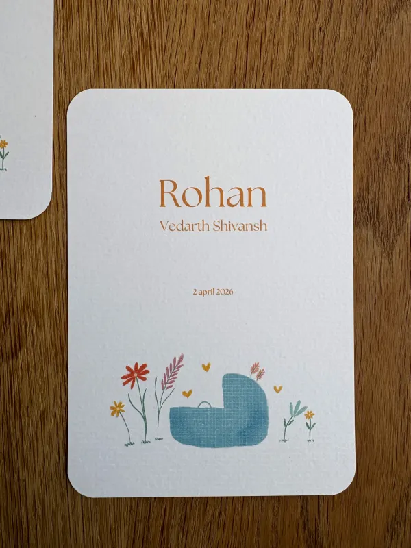 Kleine Bloei geboortekaart voor Rohan